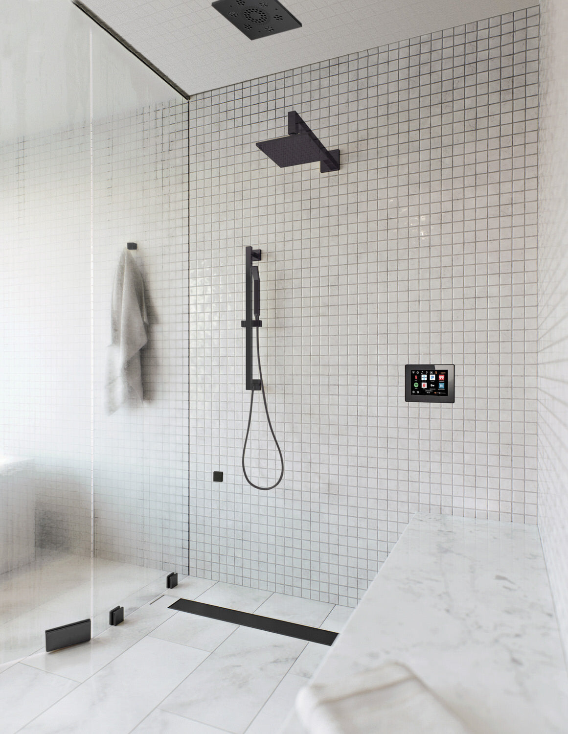 ThermaSol Shower Package w/Rain Canopy, Wall Shower Arm and Hand Shower, Square